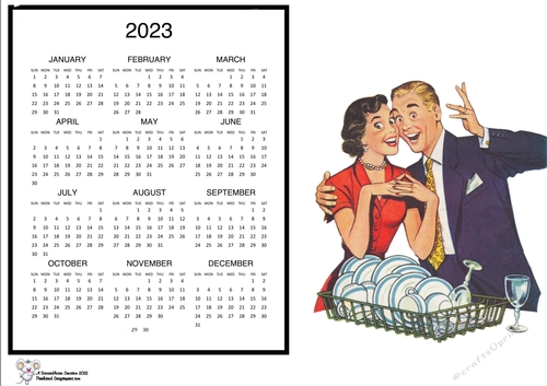 2023 retro washing up  calendar