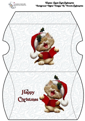 Pillow Box  Singing Kitty Happy Christmas