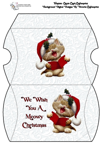 Pillow Box  Singing Kitty Meowy Christmas