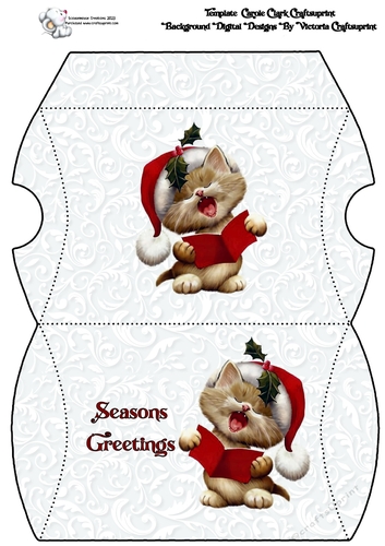 Pillow Box  Singing Kitty Seasons Greetings
