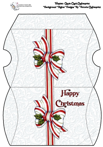 Pillow Box Bow Happy Christmas
