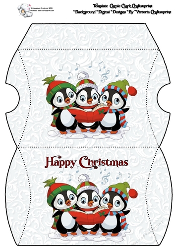 Pillow Box Singing Penguins Happy Christmas