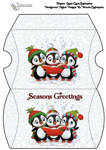 Pillow Box Singing Penguins Seasons Greetings