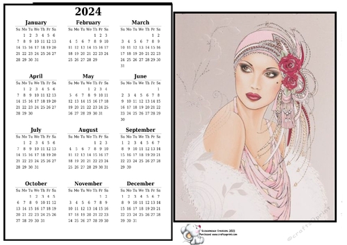2024 Calendar Art Deco Beauty