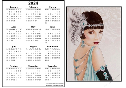 2024 calendar Lovely in Teal