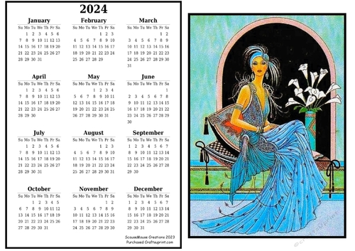 2024 calendar Lovely with Lillies