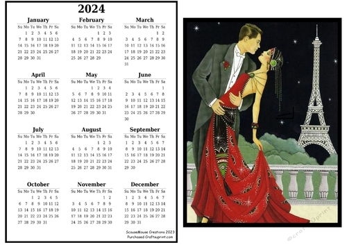 2024 calendar Paris Romance