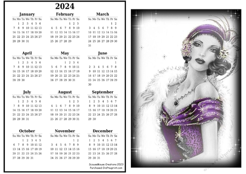 2024 calendar Purple Beauty 1