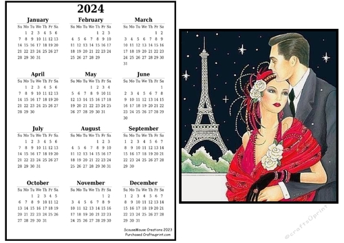 2024 calendar Romance in Paris