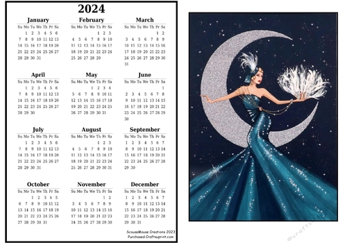 2024 calendar Fan of the Moon