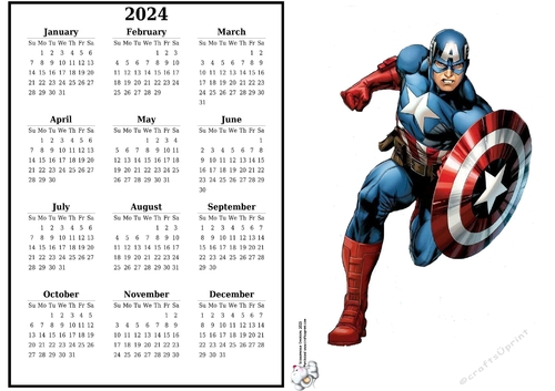 2024 calendar Captain America 2