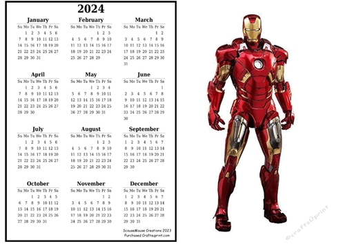2024 calendar Iron Man 2