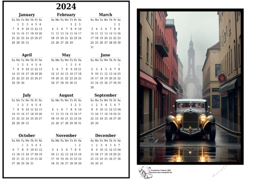 2024 calendar Art Deco Car