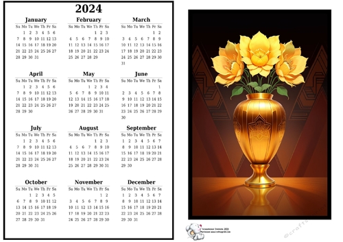 2024 calendar Art Deco Flowers