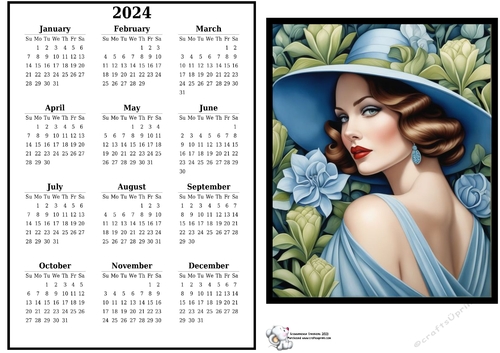 2024 calendar Beauty in Blue