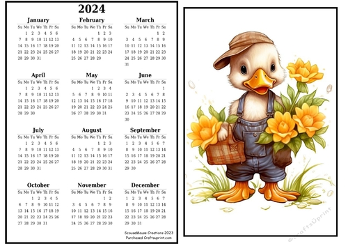 2024 calendar Ducky Daffs
