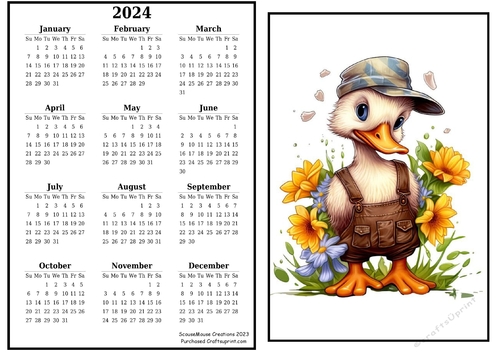 2024 calendar Ducky Daffs 2