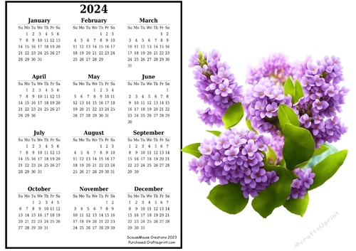 2024 calendar Lovely Lilacs