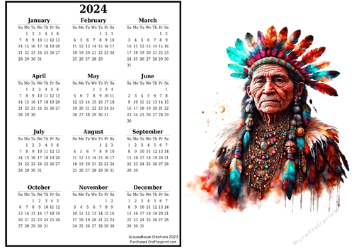 2024 calendar Native American Shamen