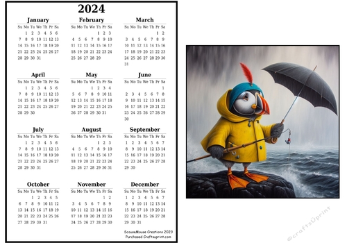 2024 calendar Puffin Fishing