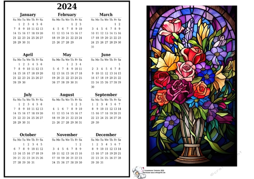 2024 Calendar Stained Glass flowers 2