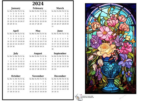 2024 Calendar Stained Glass flowers 4
