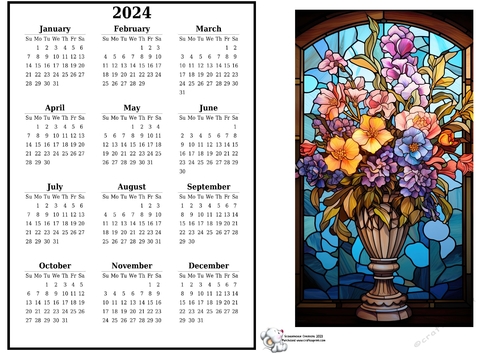 2024 Calendar Stained Glass flowers  5