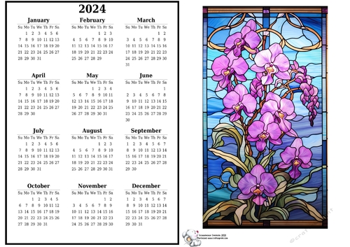 2024 Calendar Stained Glass Orchids