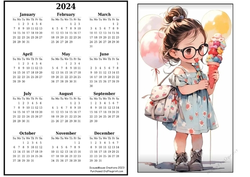 2024 calendar Sweeties