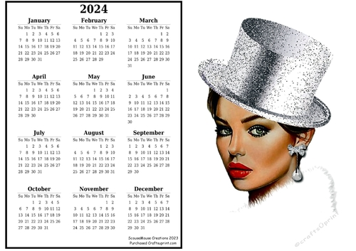 2024 calendar Top Hat and Fur