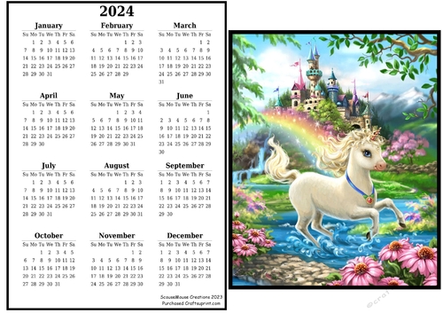 2024 calendar Unicorn Dreams