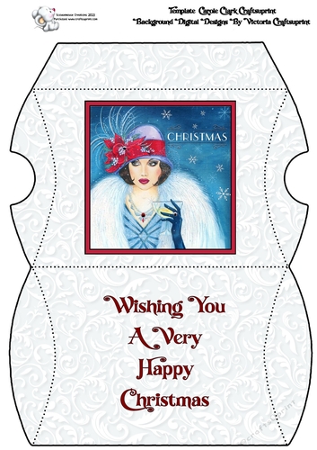 Art Deco Lady 2  Pillow Box Happy Christmas
