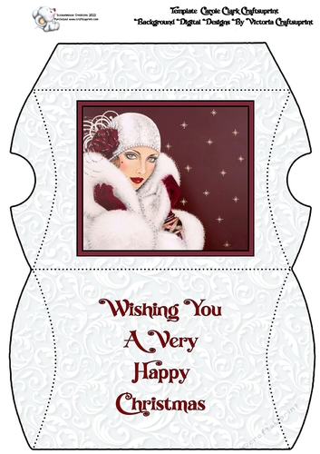 Art Deco Lady Pillow Box Happy Christmas