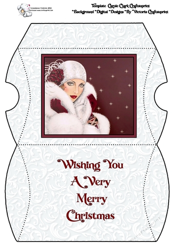 Art Deco Lady Pillow Box Merry Christmas