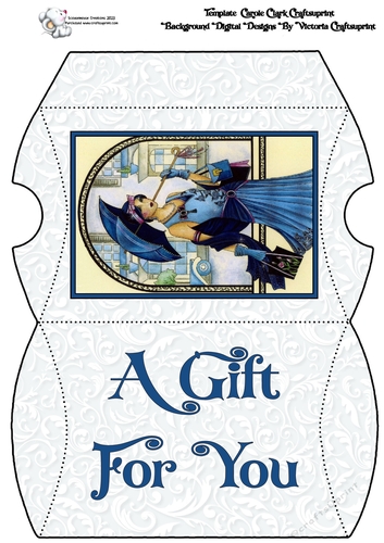Art Deco Lady  with umbrella pillow box A Gift for You