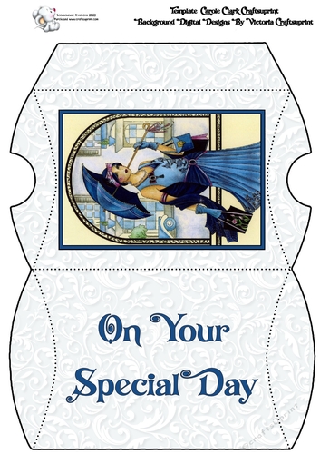 Art Deco Lady  with umbrella pillow box On our Special Day