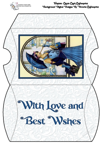Art Deco Lady  with umbrella pillow box With Love and Best Wishes