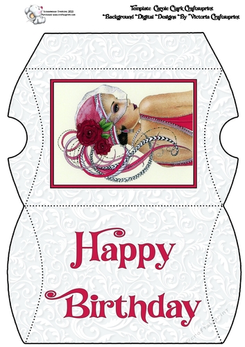 Art Deco Lady 3 Pillow Box Happy Birthday