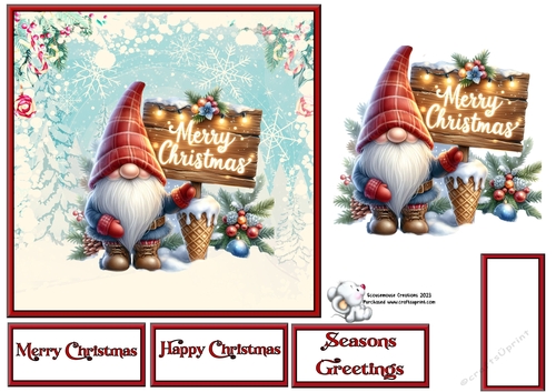 Gnome with Merry Christmas Sign 1
