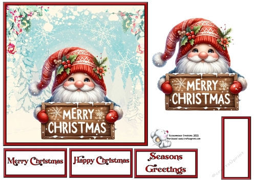 Gnome with Merry Christmas Sign 3