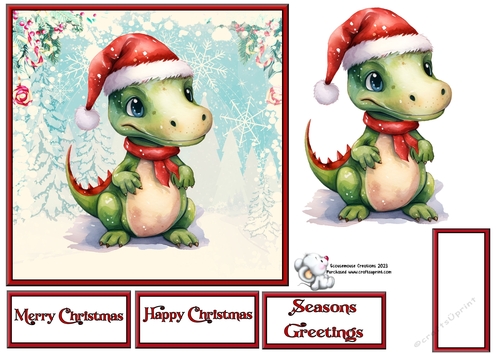 Cute Christmas Dinosaur 1