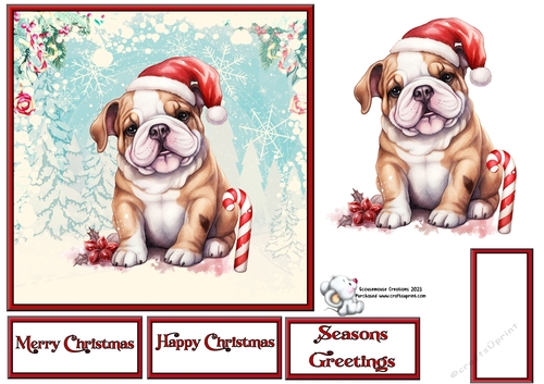 Bulldog Pup with Candy Cane
