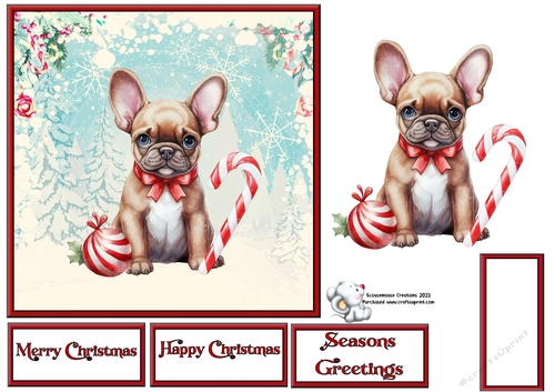 French Bulldog Pup with candy cane