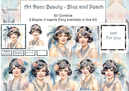 Art Deco Beauty - Blue and Peach