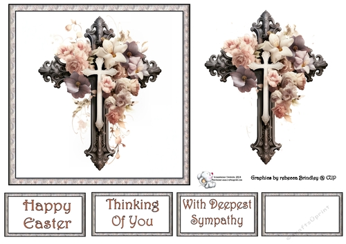 Cross with Florals in Black (Mix 1) 2