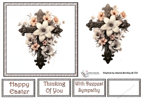 Cross with Florals in Black (Mix 1) 3