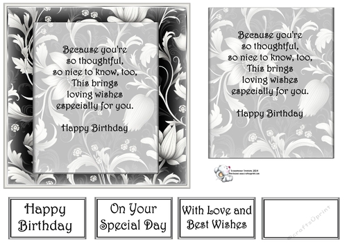Grey & White Floral Mats  2 With Birthday verse 2