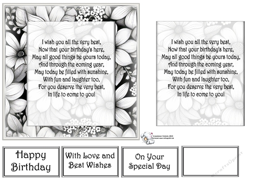  Grey & White Floral Mats  Birthday Verse 3