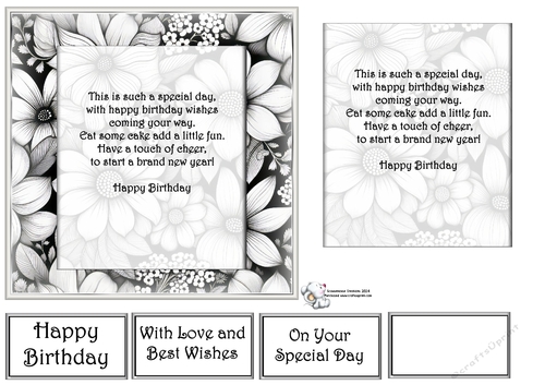  Grey & White Floral Mats  Birthday Verse 4