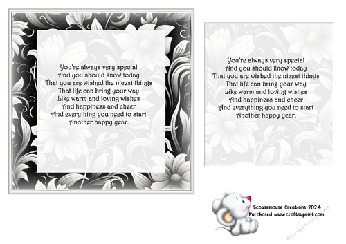  Grey & White Floral Mats  With Birthday verse 1
